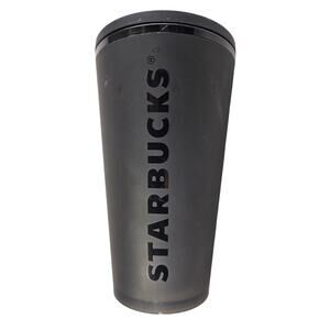 STARBUCKS BLACK COLD DRINK 16oz TUMBLER CUP WITH RUBBERIZED COATING (2021)